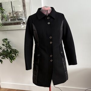 Soia & Kyo Black Pea Coat with Quilted Accents